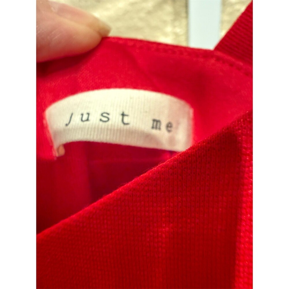 Just Me Dress Womens Size S Red Bodycon Mini Sweetheart Neckline Ruffle - Picture 4 of 6